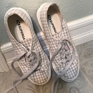 Gray gingham Superga sneakers